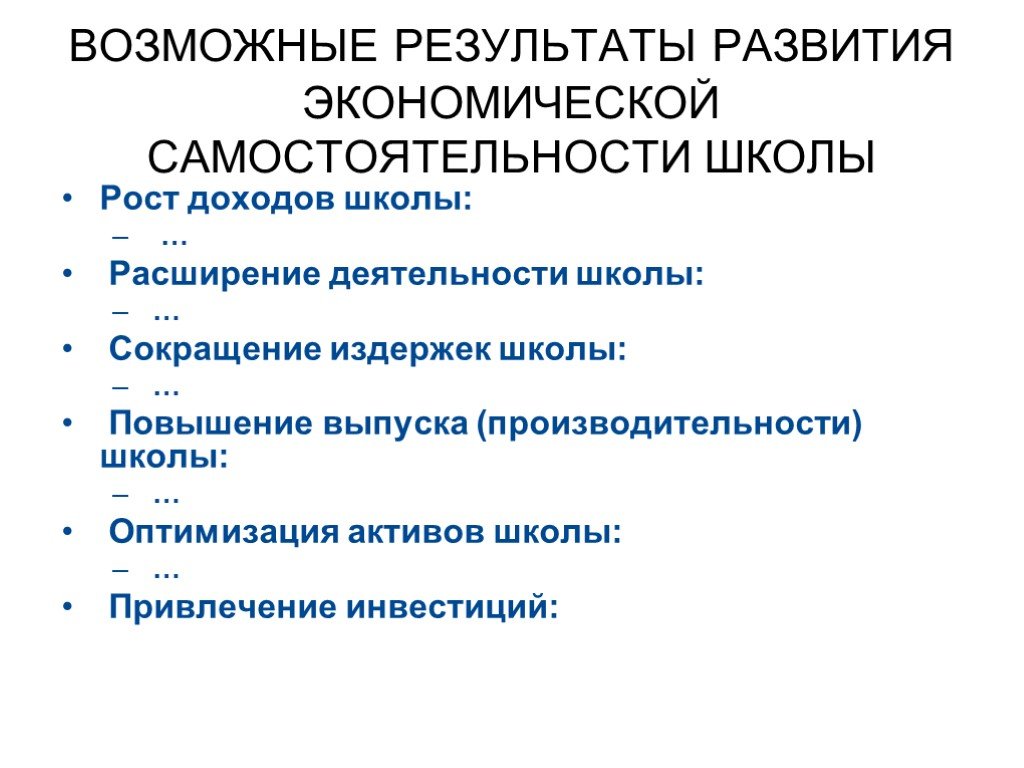 Аббревиатура школы. Расширение деятельности. Школа роста прибыли. Повышение экономической самостоятельности предприятий итоги. 1) Развитие экономической самостоятельности семьи..