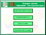 Основные способы образования слов в русском языке. ТЕОРЕТИЧЕСКИЙ МАТЕРИАЛ. ВИДЫ ЗАДАНИЙ. ТРЕНИРОВОЧНЫЙ ТЕСТ. ПРАКТИЧЕСКИЕ ЗАДАНИЯ