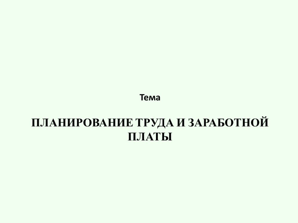 План по труду и заработной плате