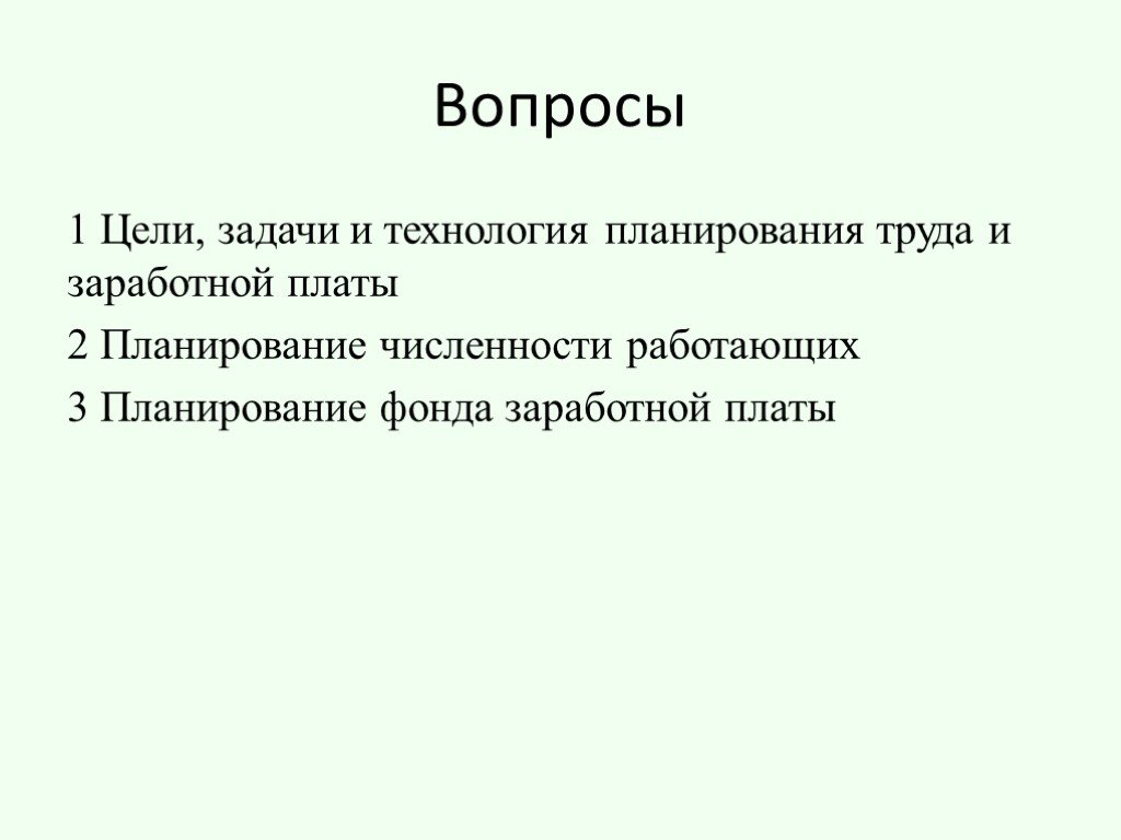 План по труду и заработной плате включает