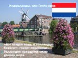 Нидерланды, или Голландия. «Бог создал воду, а голландцы берега»- гласит пословица. Голландия находится ниже уровня моря.