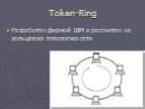 Token-Ring. Разработан фирмой IBM и рассчитан на кольцевую топологию сети