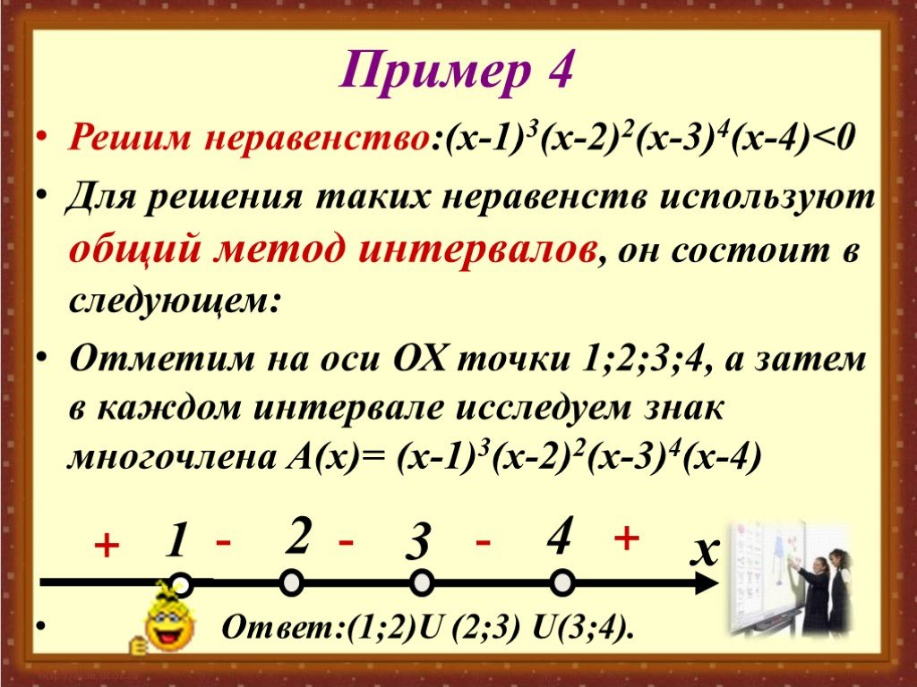 Решение квадратных неравенств методом интервалов презентация