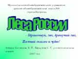 Муниципальное общеобразовательное учреждение средняя общеобразовательная школа №8 города Костромы. Авторы: Сильянова К. П., Беркутова С. Г., учителя начальных классов. 2007 год Леса России. - Здравствуй, лес, дремучий лес, Полный сказок и чудес!