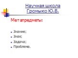 Научная школа Громыко Ю.В. Метапредметы: Знание; Знак; Задача; Проблема.