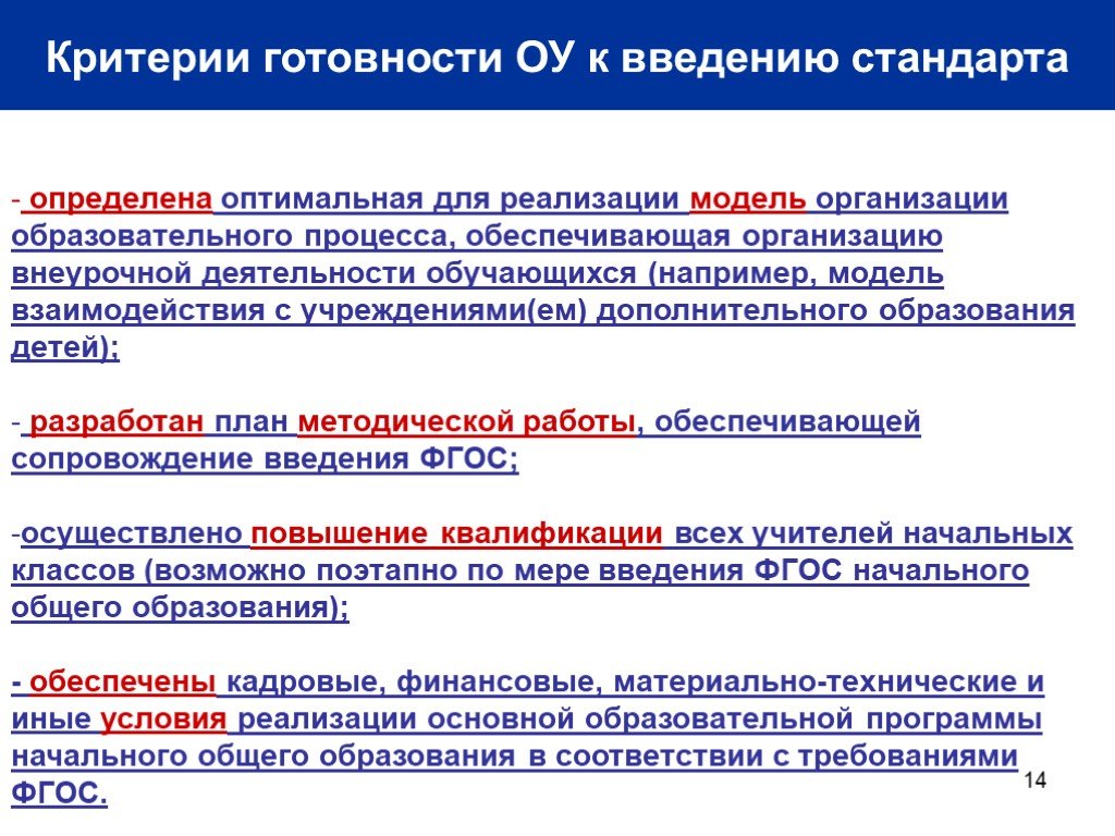 Введению обновленных фгос. Критерии готовности образовательного учреждения к введению ФГОС. Стандарт организации Введение. Введение требования. Критерии готовности в образовании.