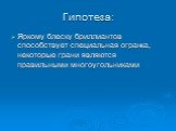 Гипотеза: Яркому блеску бриллиантов способствует специальная огранка, некоторые грани являются правильными многоугольниками