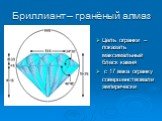 Бриллиант – гранёный алмаз. Цель огранки – показать максимальный блеск камня с 17 века огранку совершенствовали эмпирически