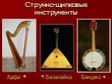 Струнно-щипковые инструменты. Арфа Балалайка Банджо