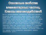 Основные свойства элементарных частиц. Классы взаимодействий. Все Э. ч. являются объектами исключительно малых масс и размеров. У большинства из них массы имеют порядок величины массы протона, равной 1,6×10-24 г (заметно меньше лишь масса электрона: 9×10-28 г). Определённые из опыта размеры протона,