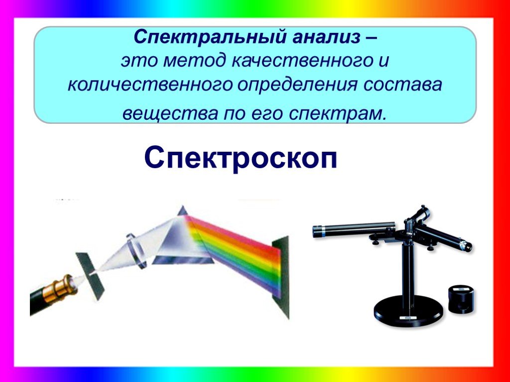 Применение спектрального анализа презентация. Спектроскоп. Спектральные оптические приборы. Однотрубный спектроскоп. Применение спектроскопа.