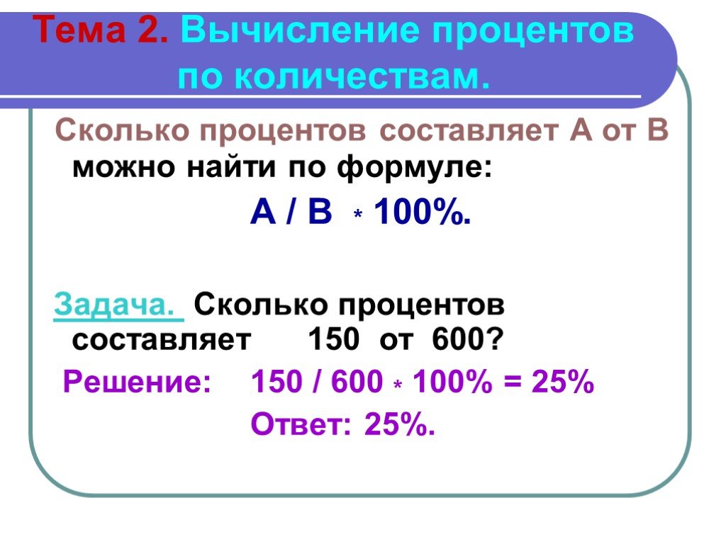 Сколько рублей составляют 150. Как считать проценты формула. Формула расчёта процентов от суммы. Формула вычисления процентов от суммы. Как рассчитать процент из числа.