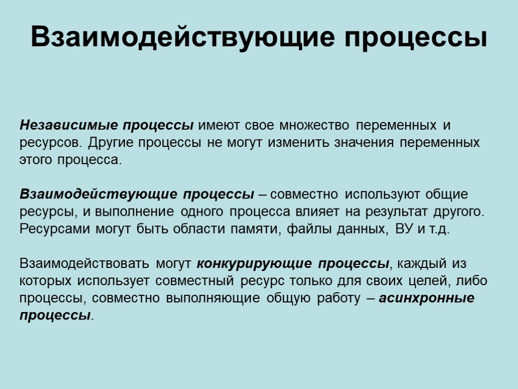 Как и любой другой процесс. Взаимодействующие процессы. Презентация процесса. Независимые процессы. Независимые процессы презентация.