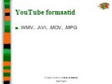 YouTube formaatid .WMV, .AVI, .MOV, .MPG