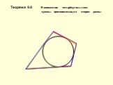 Теорема 9.8. В описанном четырёхугольнике суммы противолежащих сторон равны