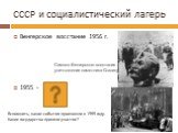 Венгерское восстание 1956 г. 1955 -. Символ Венгерского восстания - уничтожение памятника Сталину. Вспомнить, какие события произошли в 1955 году. Какие государства приняли участие?