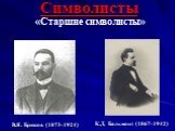 Символисты. «Старшие символисты». В.Я. Брюсов (1873-1924). К.Д. Бальмонт (1867-1942)