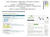 -поиск необходимой информации в Интернете в процессе подготовки к урокам и внеклассным мероприятиям; -поиск необходимой информации в Интернете непосредственно на уроке; -работа на уроке с материалами Web-сайтов;