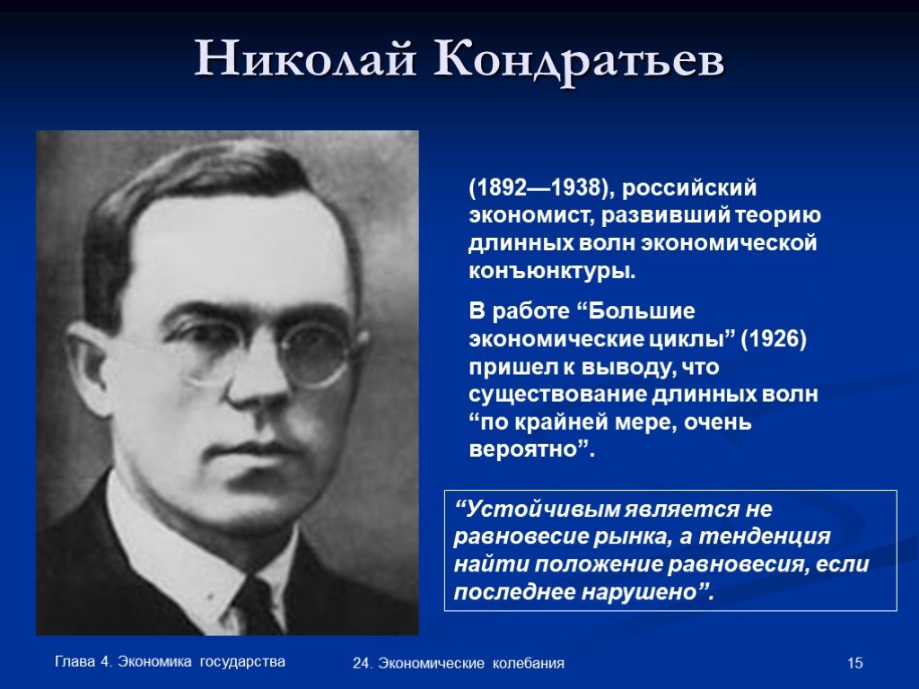 Современно российские экономисты. Н.Д.Кондратьев (1892-1938). Н.Д. Кондратьев основные научные достижения.