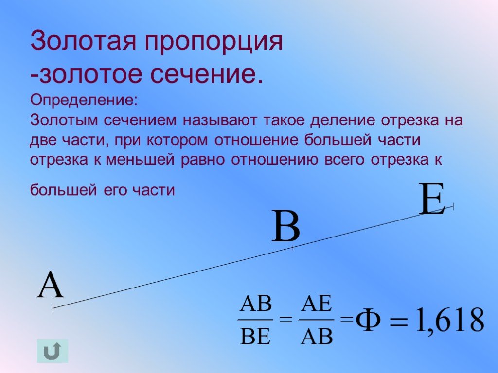 Математика золотая пропорция проект