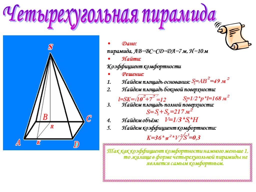 Площадь поверхности правильной 4 угольной пирамиды. Площадь основания правильной четырехугольной пирамиды формула. Площадь правильной четырехугольной пирамиды. Площадь основания четырехугольной пирамиды формула. Площадь поверхности четырехугольной пирамиды.