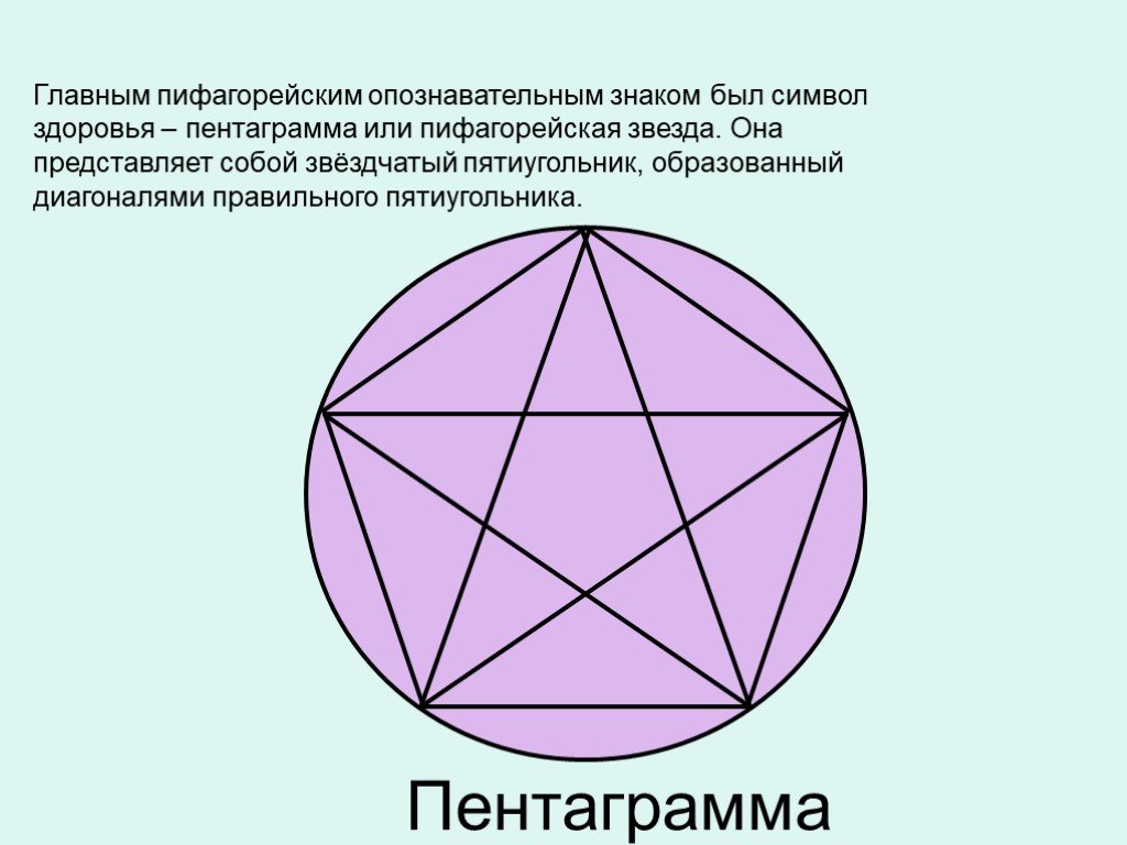 Правильный пятиугольник имеет пять осей симметрии верно. Пифагорейская звезда пентаграмма. Пифагор пентаграмма звездчатый пятиугольник. Символ Пифагора пятиконечная звезда. Звездчатый пятиугольник.