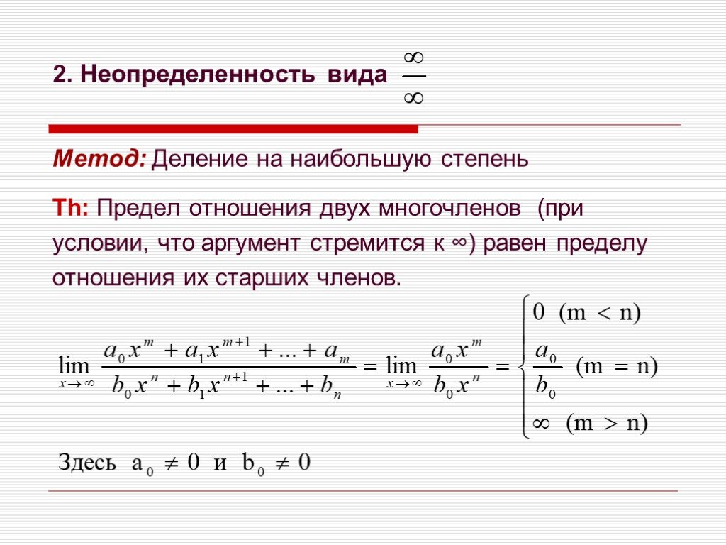 Пределы в математике презентация