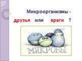 Микроорганизмы - друзья враги или ?