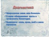 Диагностика. Микроскопия мазка кала больного. В мазке обнаруживают цисты и трофозоиты балантидия. Выявляются слизь, кровь, гной и масса паразитов.