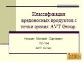 Классификация вредоносных продуктов с точки зрения AVT Group. Нохрин Матвей Сергеевич ПС-194 AVT Group