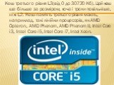 Кеш третього рівня L3(від 0 до 30720 Кб). Цей кеш ще більше за розміром, хоча і трохи повільніше, ніж L2. Кеш-пам'ять третього рівня мають, наприклад, такі лінійки процесорів, як AMD Opteron, AMD Phenom, AMD Phenom II, Intel Core i3, Intel Core i5, Intel Core i7, Intel Xeon.