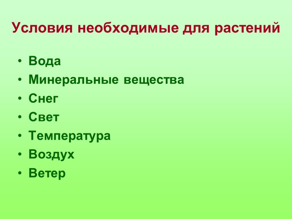 Условия жизни для растений презентация