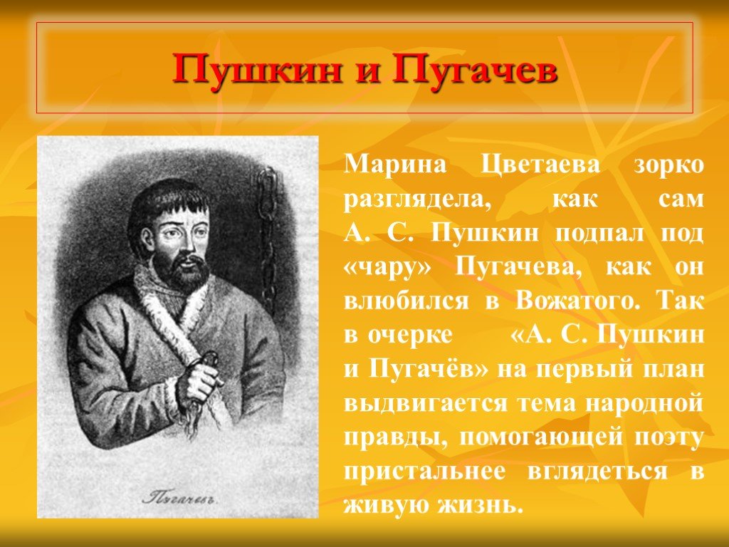 Капитанская дочка внешний и внутренний портрет вожатого. Пушкин Пугачев. Марина Цветаева Пушкин и Пугачев. Цветаева о Пугачеве. Статья Пушкин и Пугачев Марина Цветаева.