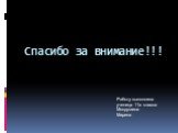 Спасибо за внимание!!! Работу выполнила ученица 11а класса Мокрушина Марина