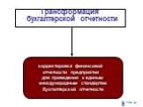 Трансформация бухгалтерской отчетности. корректировка финансовой отчетности предприятия для приведения к единым международным стандартам бухгалтерской отчетности