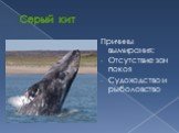 Серый кит. Причины вымирания: Отсутствие зон покоя Судоходство и рыболовство