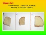 Опыт № 2. «Зависимость скорости развития плесени от состава хлеба?»