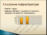 Освіта і наука Одеська область – це регіон з високим науковим та освітнім потенціалом. Соціальна інфраструктура