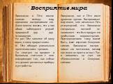 Восприятие мира. Ломоносов и Гёте имели схожие взгляды мир, одинаково воспринимали его. Даже можно сказать, что у них обоих наблюдался редкий природный дар – дар ясновидения. Не раз Гёте заявлял: «Я вижу идею, я вижу прарастения». И. Гёте обладал уникальным «рентгеновским» зрением. Он смотрел на пре