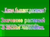 Какие бывают растения? Значение растений в жизни человека.