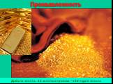 Промышленность. Добыча золота. 32 золотых прииска – 160 пудов золота.