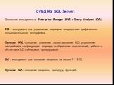 СУБД MS SQL Server. Основные инструменты: Enterprise Manager (EM) и Query Analyser (QA). EM - инструмент для управления сервером посредством графического пользовательского интерфейса. Функции EM - создание, удаление, редактирование БД; управление настройками конфигурации сервера; отображение подключ