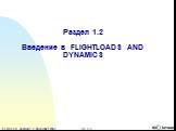 Раздел 1.2 Введение в FLIGHTLOADS AND DYNAMICS