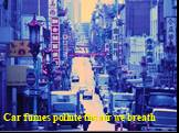Car fumes pollute the air we breath