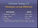 Windows versus WEB GUI Windows WEB Application window Home page Dialog Boxes Web Pages Controls Controls (text field/edit box, check box, list box, combo box, push button, radio/option button, link, menu item, menu title)