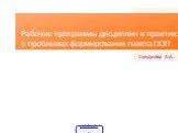 Рабочие программы дисциплин и практик: о проблемах формирования пакета ООП. Сундиева А.А.