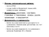 Формы региональных займов: выпуск РЦБ ссуды (либо по бюджетной линии либо коммерческими займами) Инвесторы: население, ком.банки, страховые и пенсионные фонды, другие организации и предприятия Доходность и надежность: Более высокая конечная их доходность по сравнению с банковскими депозитами за счет