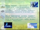 Миссия Газпрома - максимально эффективное и сбалансированное газоснабжение потребителей России, выполнение с высокой степенью надежности долгосрочных контрактов по экспорту газа. Миссия транспортной компании Аэрофлот - наиболее полное и безопасное обеспечение одной из фундаментальных свобод человека