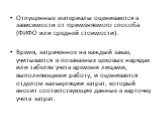 Отпущенные материалы оцениваются в зависимости от применяемого способа (ФИФО или средней стоимости). Время, затраченное на каждый заказ, учитывается в позаказных цеховых нарядах или табелях учета времени лицами, выполняющими работу, и оценивается отделом калькуляции затрат, который вносит соответств