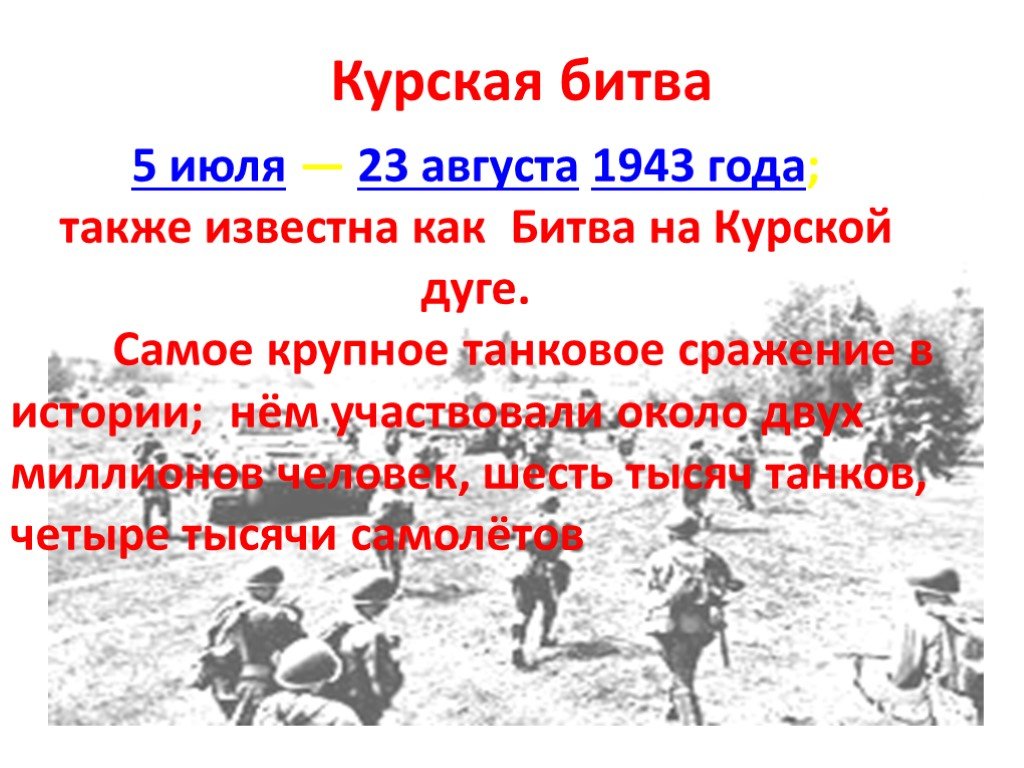 5 дат великой отечественной войны. Основные события Великой Отечественной 1943. Главные события 1943 года. Курская битва. 5 Июля – 23 августа 1943 год.